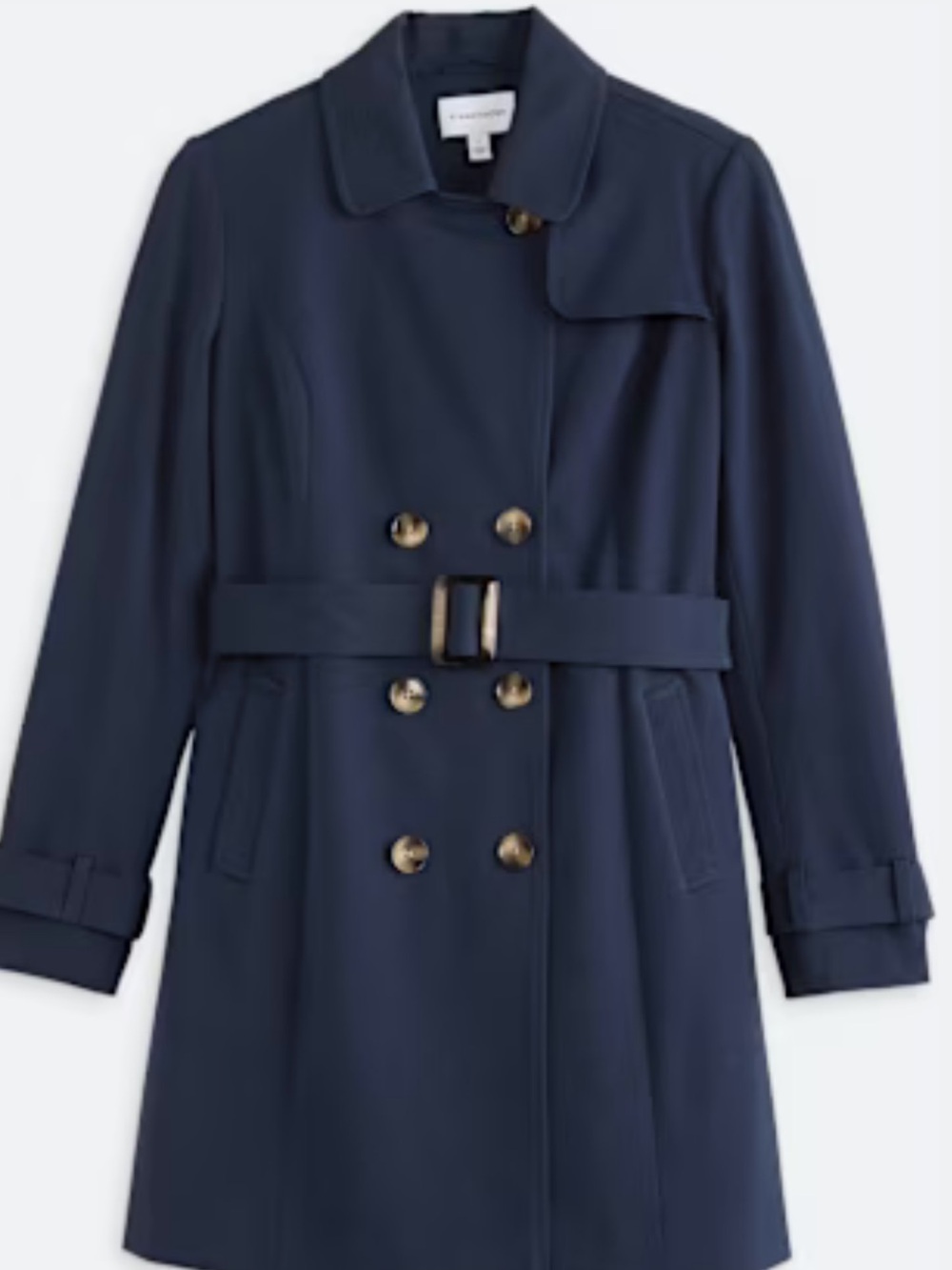 41 Hawthorn Bi-Stretch Navy Double-Breasted Belted Trench Coat